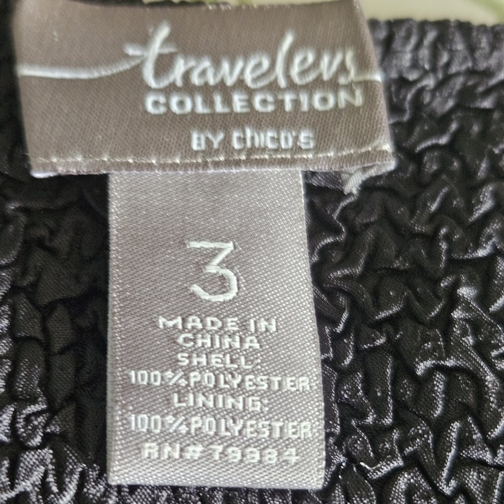 Chico's Black Textured Abstract Print Full Zip Cardigan - Picture 4 of 5
